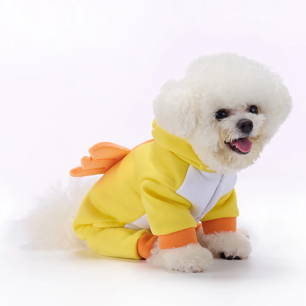 Dog Clothes Little Yellow Chicken Autumn/Winter Christmas Halloween Pet Costumes Holiday Party Bulldog Teddy Pet Apparel