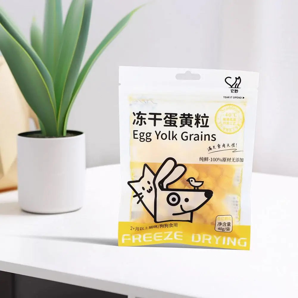 40g Freeze Dried Egg Yolk Granules Beautify Smoothing Hair Cat Pets Freeze-dried Safe To Snacks Food Cat Pet Healthy N9D8