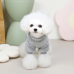 Pet Dog Leash-attachable Plush Sweater Jacket Winter Warm Cat Teddy Chihuahua Clothes Outfits Apparel Cute Outdoor Accessories