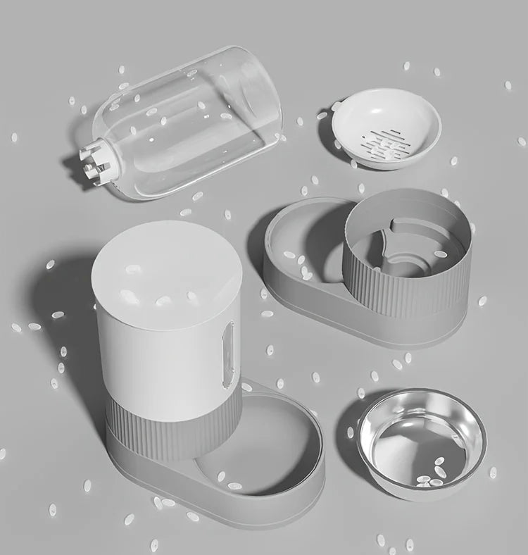 Large Capacity Cat Feeder Automatic Cat Water Dispenser Cat Food Bowl Gravity Food Storage Container for Cats Dogs Pet Supplies