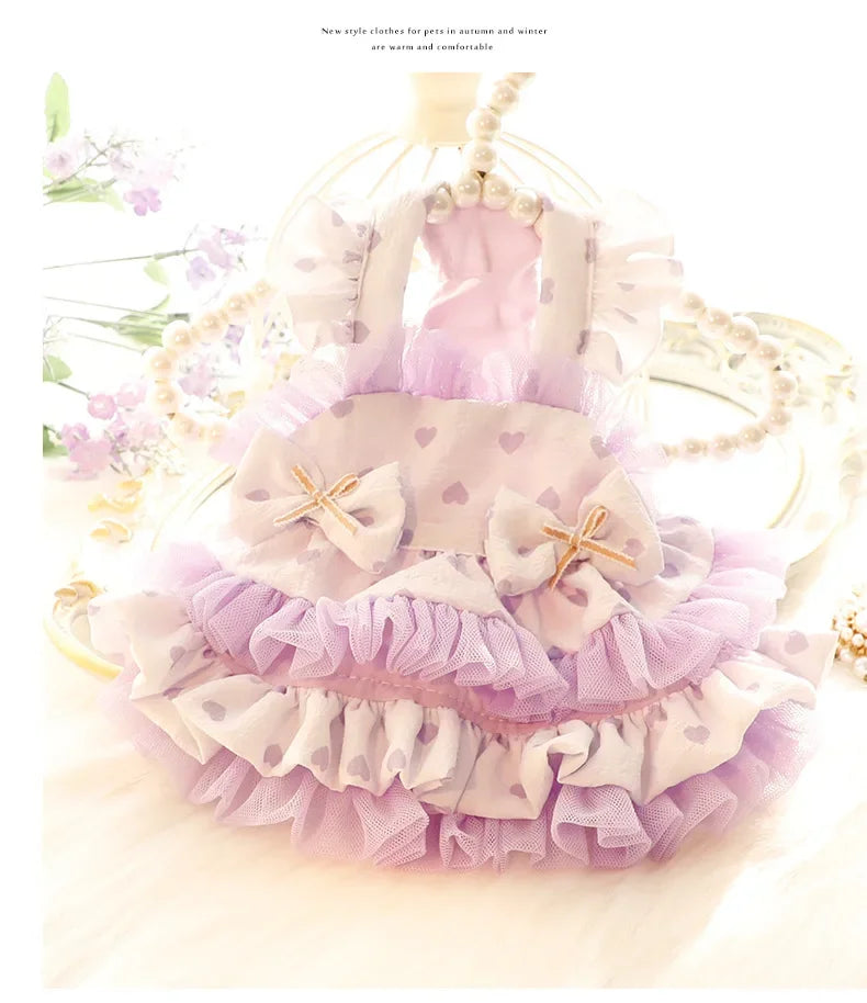 Dog clothes spring and summer thin cat princess skirt tutu skirt suspender lolita small dog teddy pet