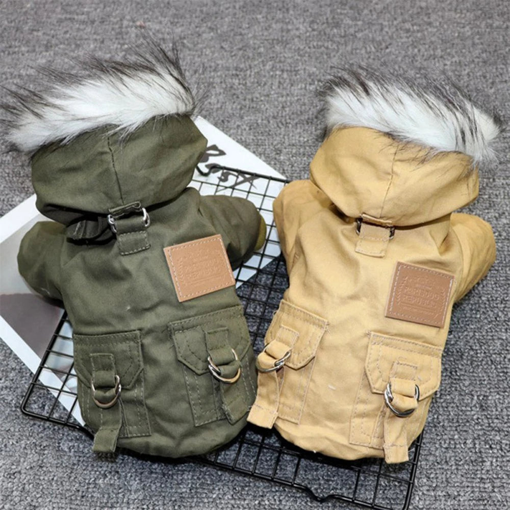 Autumn Winter Warm Clothes With Hoodie Fashionable Design Coats Comfortable Polyester Cotton Jacket for Pet Dog Outdoor Hiking