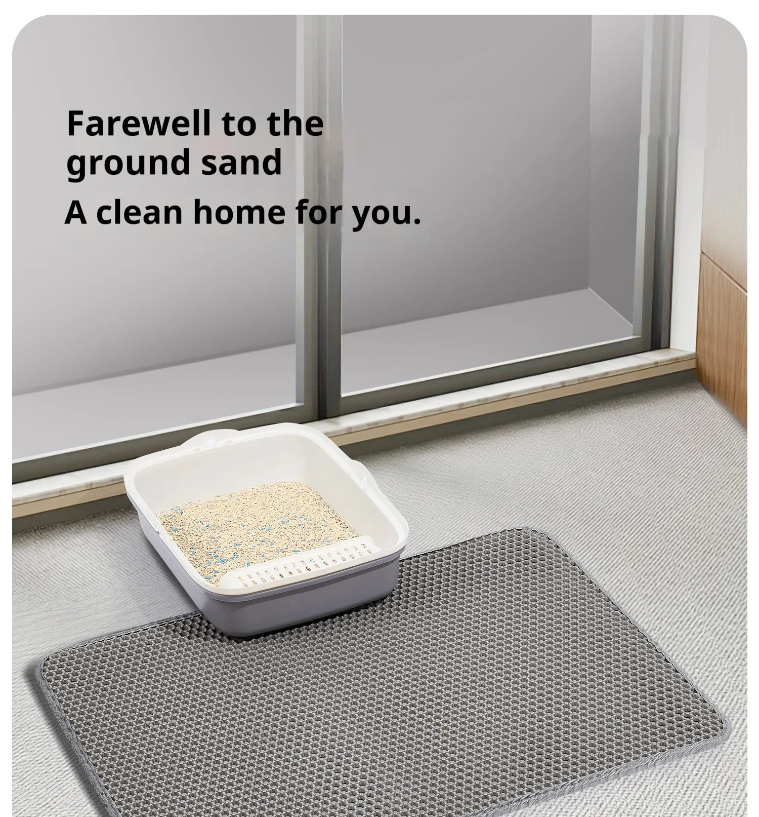 Large Cat Litter Mat Waterproof Double Layer Non-Slip Washable Pet Litter Box Mat Durable Sand Trapper Cat Scratcher