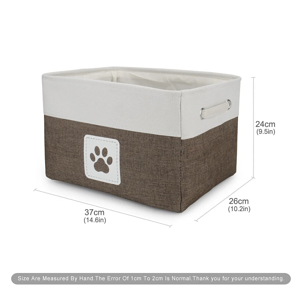 Pet Toy Storage Basket Foldable Paw Dog Cat Clothes Box Accessories Organize Bin