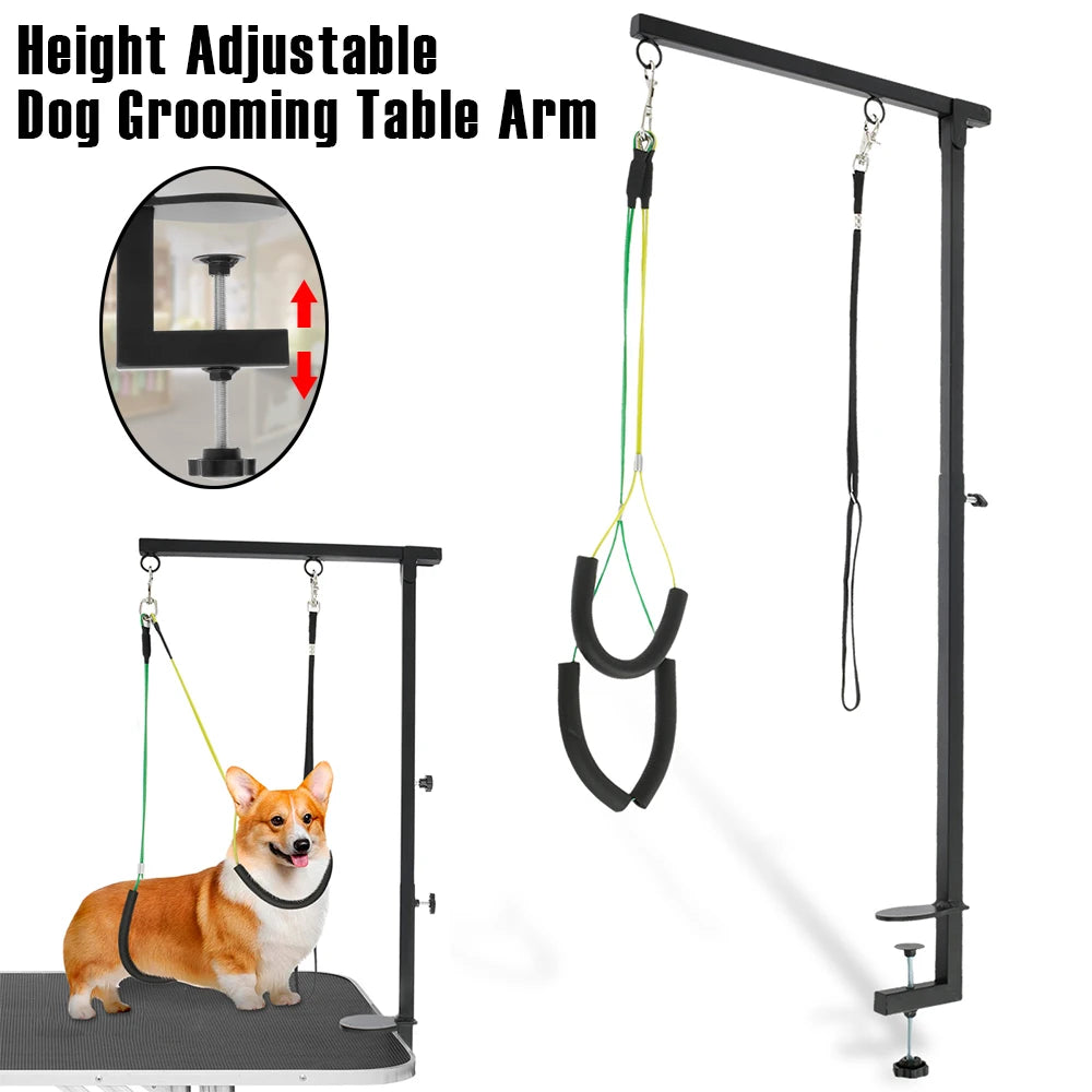Dog Grooming Table Arm Iron Pet Grooming Stand with Clamp Height Adjustable Fixed Dog Beauty Stand for Pet Nail Clipping Haircut