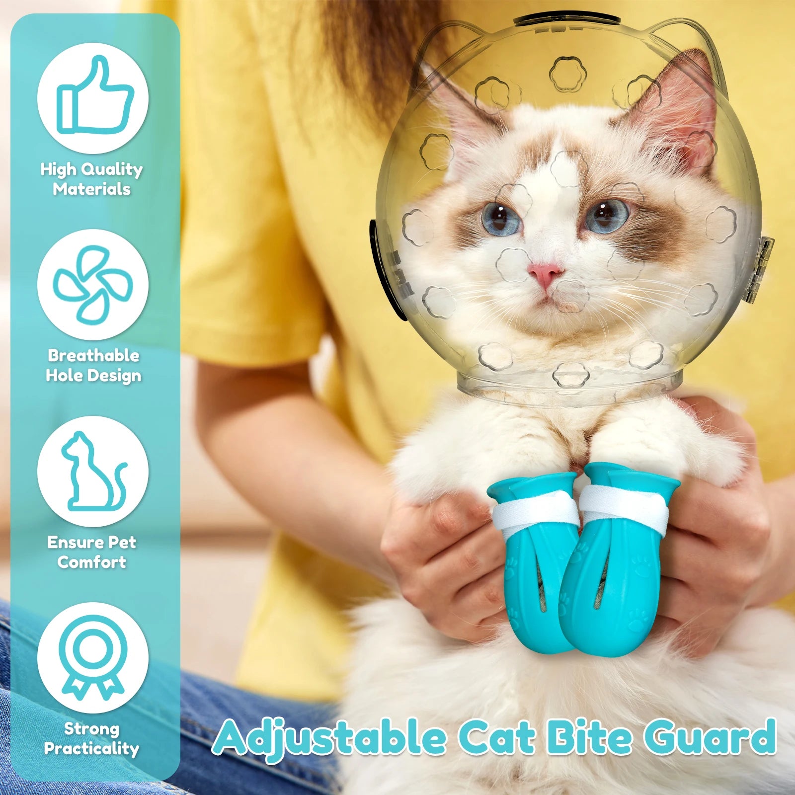 Cat Muzzle Anti-Bite Breathable Protective Space Hood Mask Cover Muzzle Helmet Cat Grooming Transparent Space Hood Pets Supplies