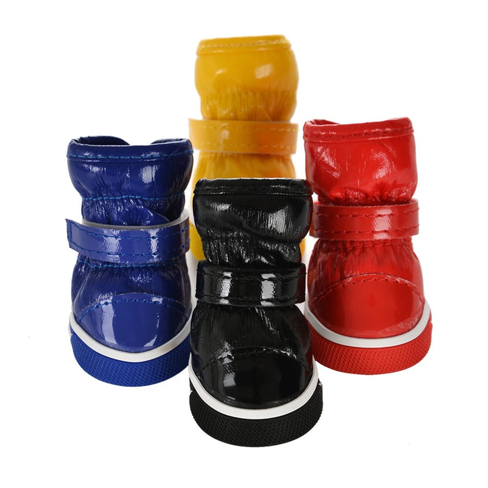 4 Pcs Winter Pet Dog Shoes For Small Dogs Waterproof Dog Snow Boots Warm Fleece Puppy Pet Shoes Chihuahua Cats Anti Slip Shoes