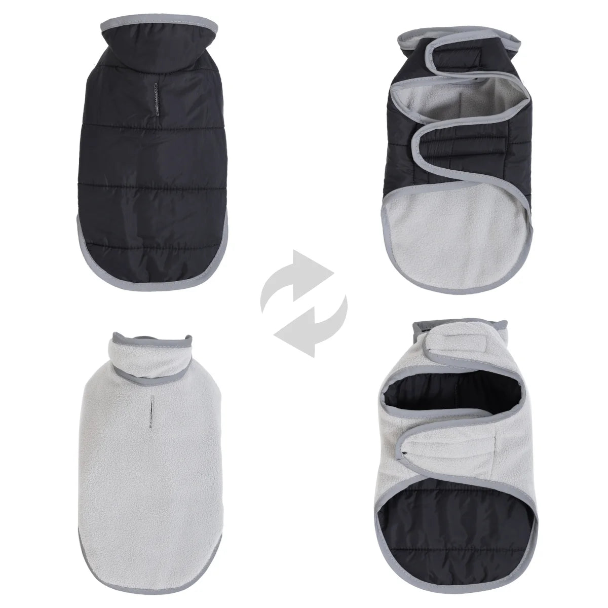 Fleece Warm Pet Clothes For Winter Reversible Cat Jacket With Leash Hole Reflective Waterproof Pets Coat For Puppy Cats Sphynx