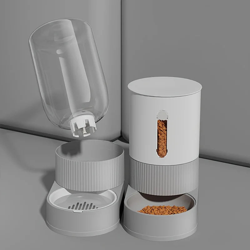 Large Capacity Cat Feeder Automatic Cat Water Dispenser Cat Food Bowl Gravity Food Storage Container for Cats Dogs Pet Supplies