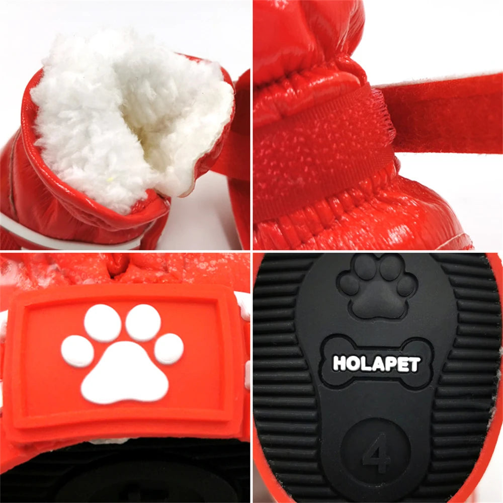 4 Pcs Winter Pet Dog Shoes For Small Dogs Waterproof Dog Snow Boots Warm Fleece Puppy Pet Shoes Chihuahua Cats Anti Slip Shoes