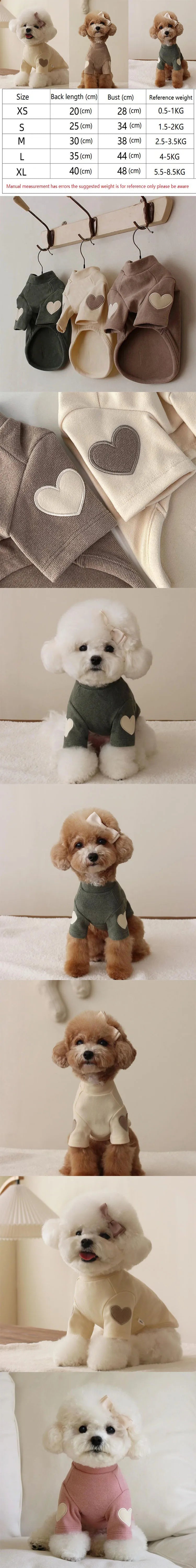 New Shirt Cat Pet Warm Clothes Pet Dog Clothes Base Designer Cute Love Bear Teddy Yorkshire Hoodie Puppy Clothing MWTJK01