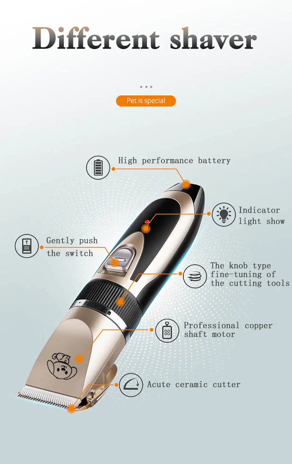 Dog Clippers Low-noise Pet Grooming Tool Cat Animal Hair Cutter Trimmer Haircut Shave perros y gatos de pelo maquina afeitadora