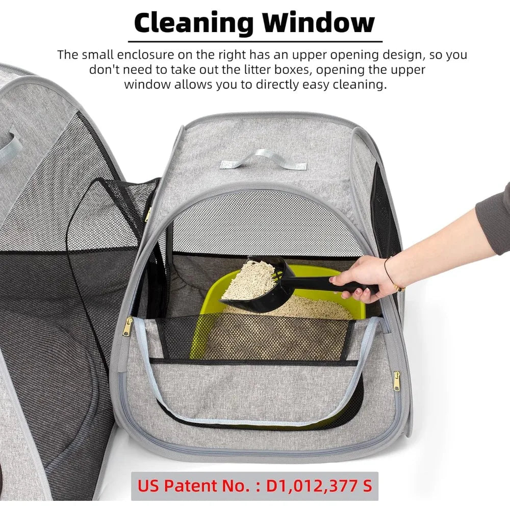 Tenrai Portable Cat Playpen, Trapezoidal Design for Better Standing, Foldable Pet Tent for Indoor and Outdoor Use of Kitten and