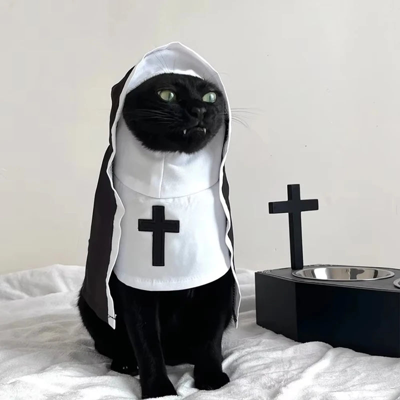 Pet Cat Halloween Costumes Nun Cloak For Small Pet Cosplay Dress Kawaii Pet Clothes Cat Kitten Puppy Funny Accessoties Gift