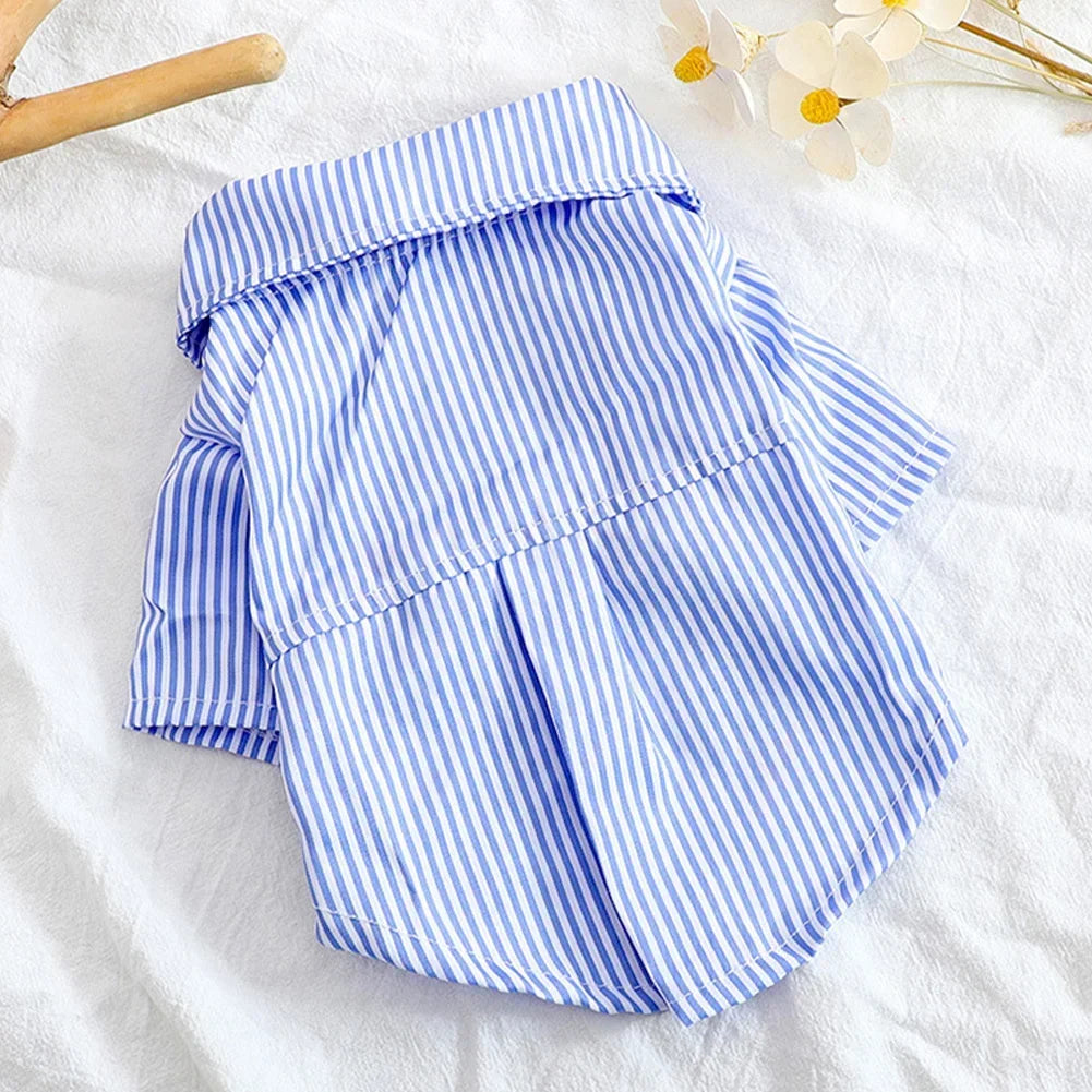 Fashion Pet Dog Clothes Bowknot Striped Shirts for Cat Dogs Cosplay Clothing Thin Summer Pet Costume Chihuahua Pet Supplies