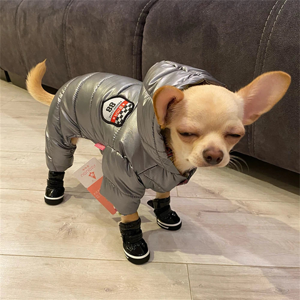 4 Pcs Winter Pet Dog Shoes For Small Dogs Waterproof Dog Snow Boots Warm Fleece Puppy Pet Shoes Chihuahua Cats Anti Slip Shoes