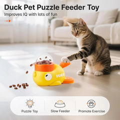 Little yellow duck pet feeding device, cat and dog interactive toy training device, automatic feeder A-DH