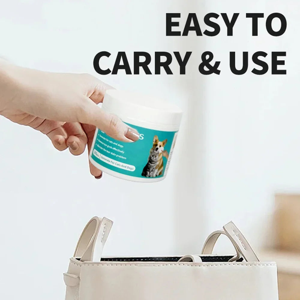 100pcs Pet Eye Wipes for Cats Dogs Tearmark Wet Wipes Cat and Dog Universal No Irritation Eye Care Cleaning Wipes Pet Supplies