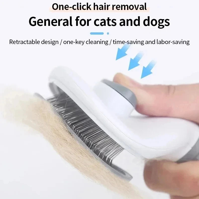 Dog Grooming Brush with Easy Clean Button, Pet Massage Comb for Effective Detangling and Hair Removal, Suitable for Dogs