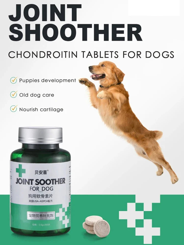 Chondroitin Tablets for Pet Dogs, Lubricating and Protecting Joints, Supplementing Nutrition for Elderly Dogs 200 Tablets