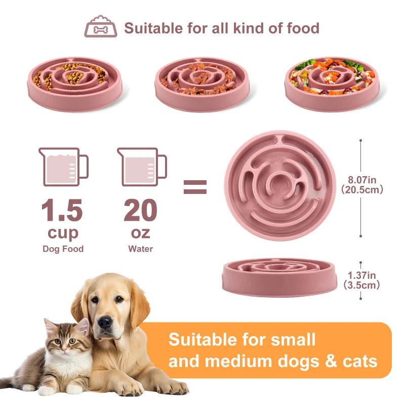 Pet Dog Slow Feeder Bowl PP Plastic Non Slip Puzzle Bowl Anti-Gulping Pet Cat Slower Food Feeding Dishes Puppy Bowl Dog Supplies