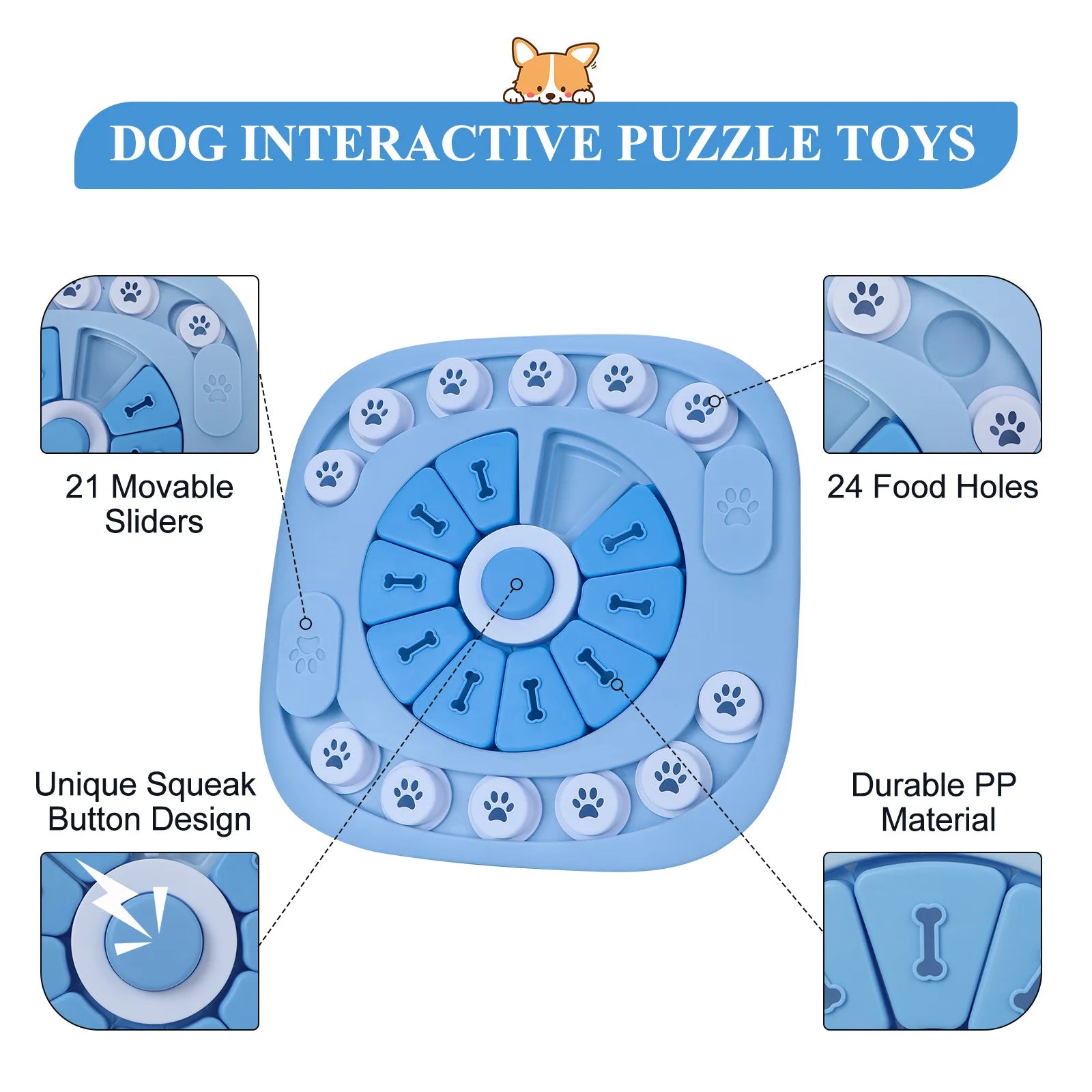 Dog Puzzle Toys Interactive Treat Dispensing Dog Toys for Large Medium Small Dogs Educational Slow Food Training Pet Products