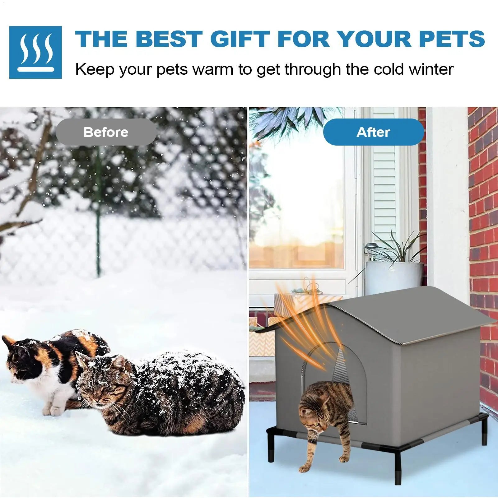 Winter Waterproof Stray Cat Dog Warm House Outdoor Warm Pet Cave Sleeping Beds Home Foldable Washable For Dog Puppy Supplies
