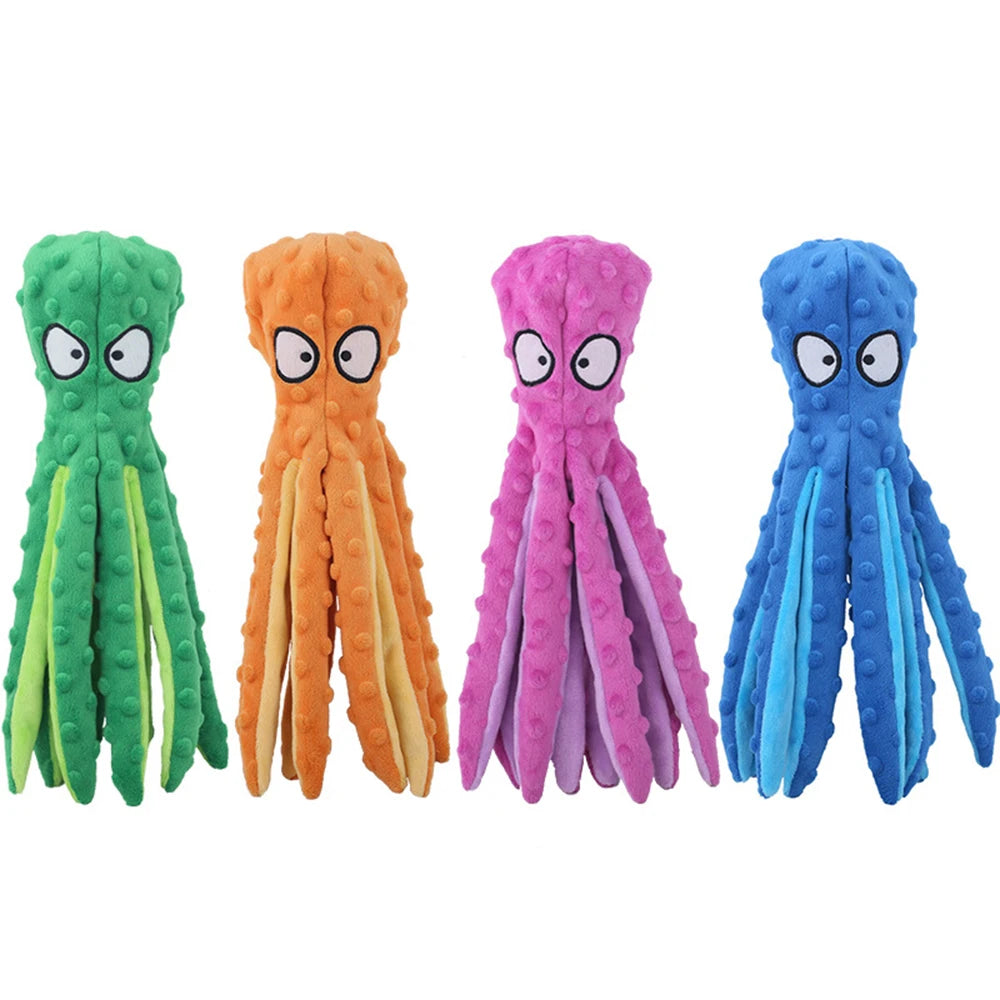 1PC Pet plush toys, cartoon stamps, fish skin shells, dog biting and sound-making toys, octopus, cat and dog products