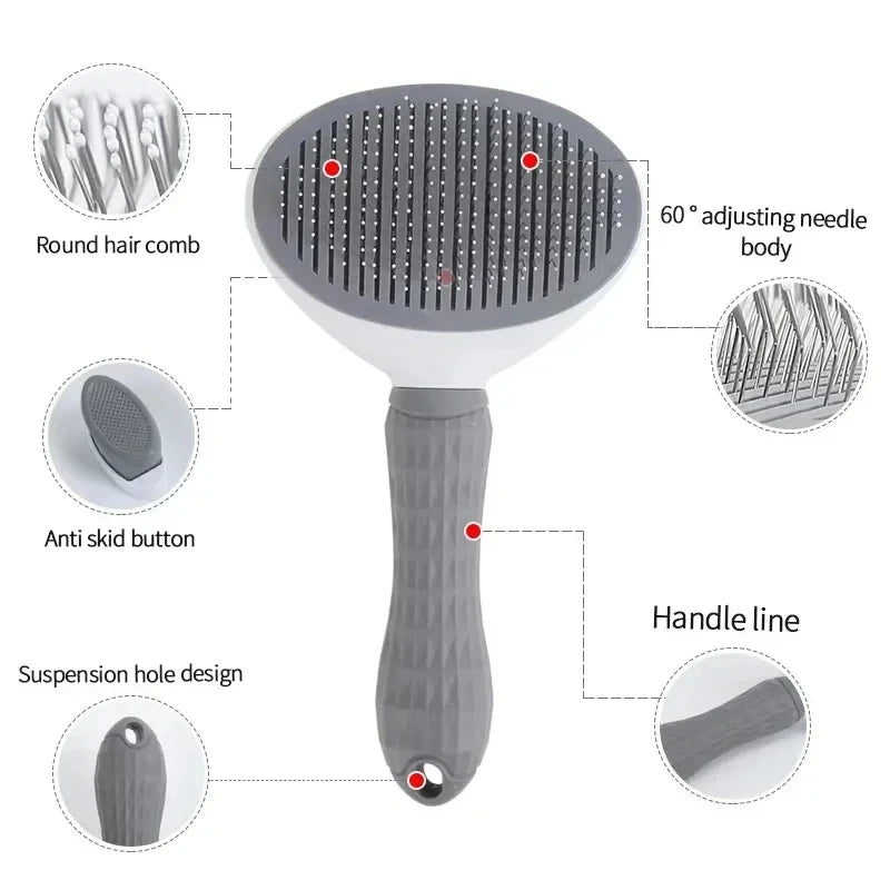 Dog Grooming Brush with Easy Clean Button, Pet Massage Comb for Effective Detangling and Hair Removal, Suitable for Dogs