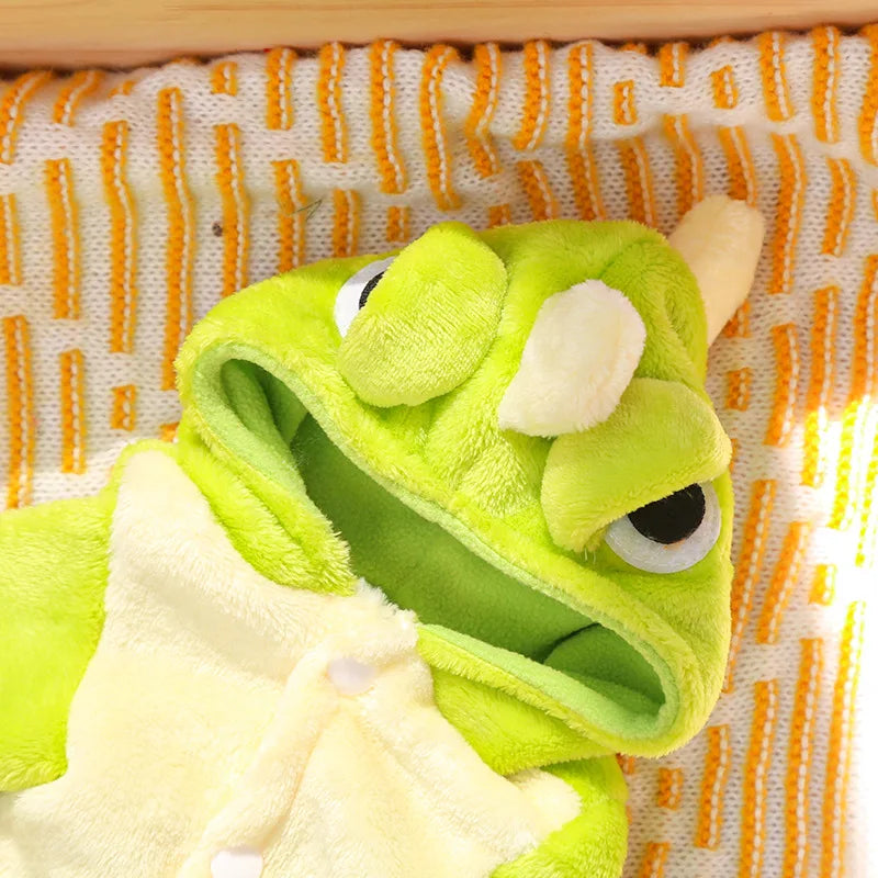 New Small Dinosaur Transforming Dog Clothes Autumn Winter Flannel Warm Teddy Cat Pet Clothes Dog Jumpsuits Rompers