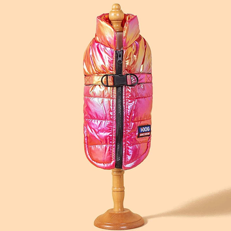 Christmas pet dog and cat clothing for autumn and winter, waterproof gradient color vest with fleece warmth pet clothing supplie