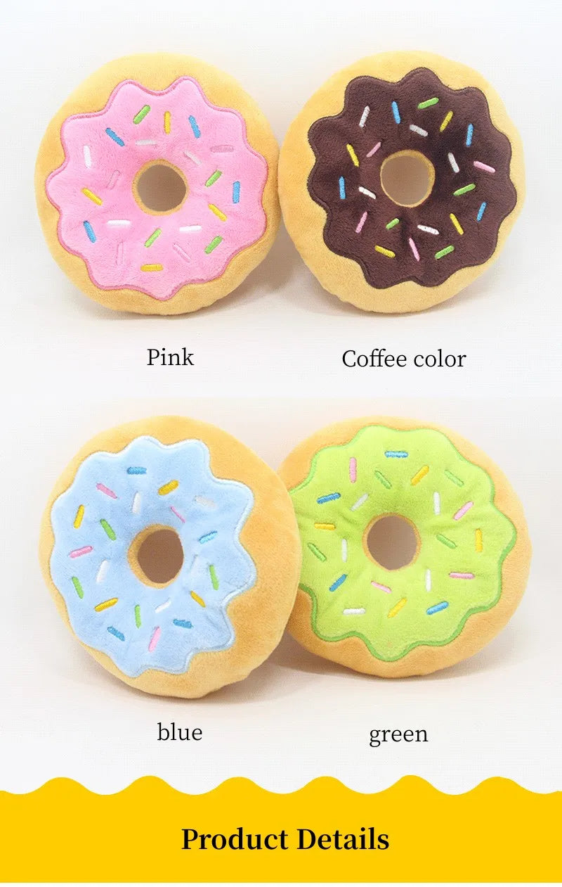 Dog Toys Donut Plush Soundmaking Cute Toy Pets Dog Squeaky Sound Funny Interactive Bite-Resistant Chew Biting Teeth Grinding
