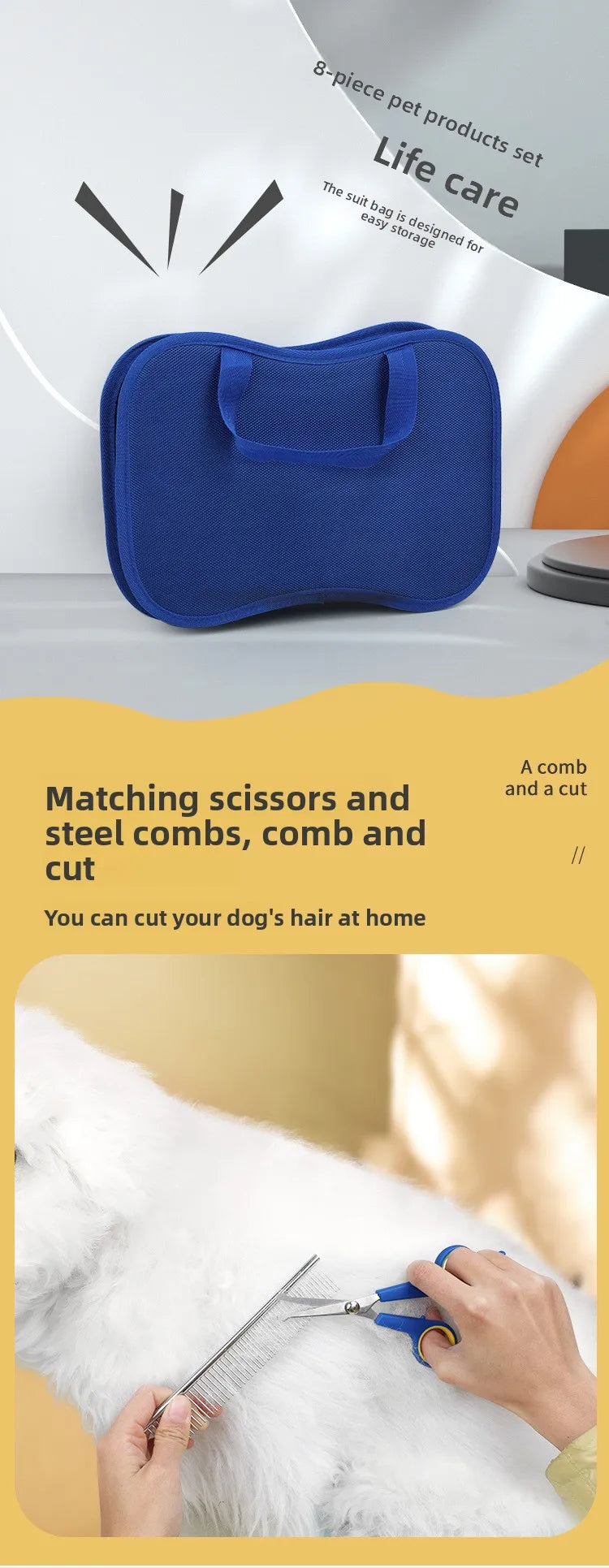 Pet Dog Cat Grooming Products Knotting Comb Straight Comb Nail Clipper File Hair Trimmer Hair Removal Comb Cleaning Beauty Set