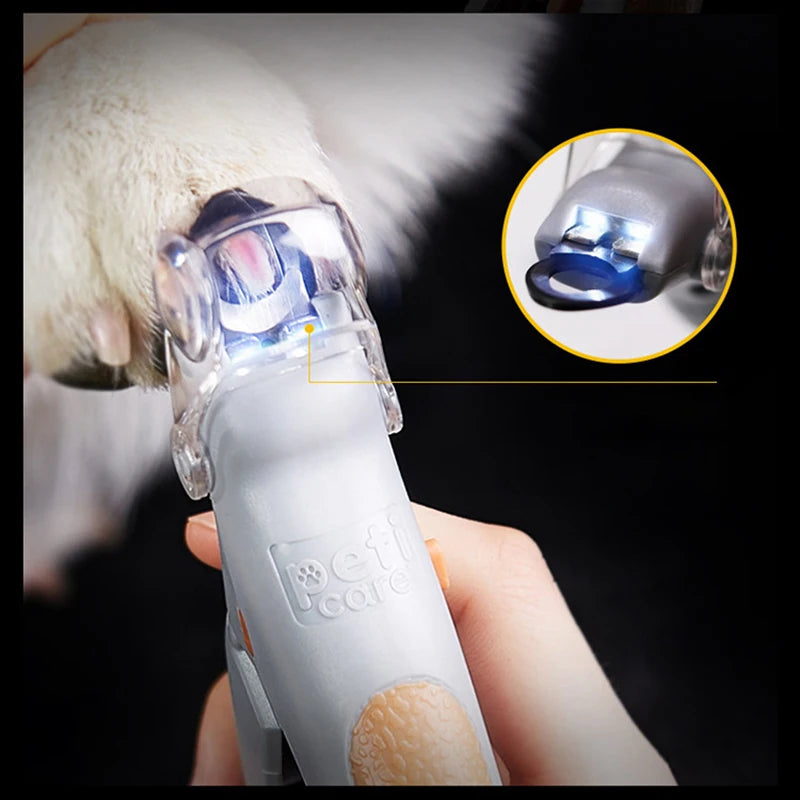 LED Light Pet Nail Clipper with Magnifier | Safe Nail Trimmer for Dogs & Cats | Precision Grooming Tool with Anti-Slip Handle