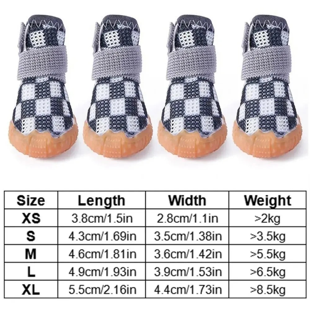 4pcs/set Pet Dog Shoes Breathable Anti-skid Wear-resistant Hollow Dog Boots Sandwich Mesh Soft Puppy Mesh Shoes Paw Protectors