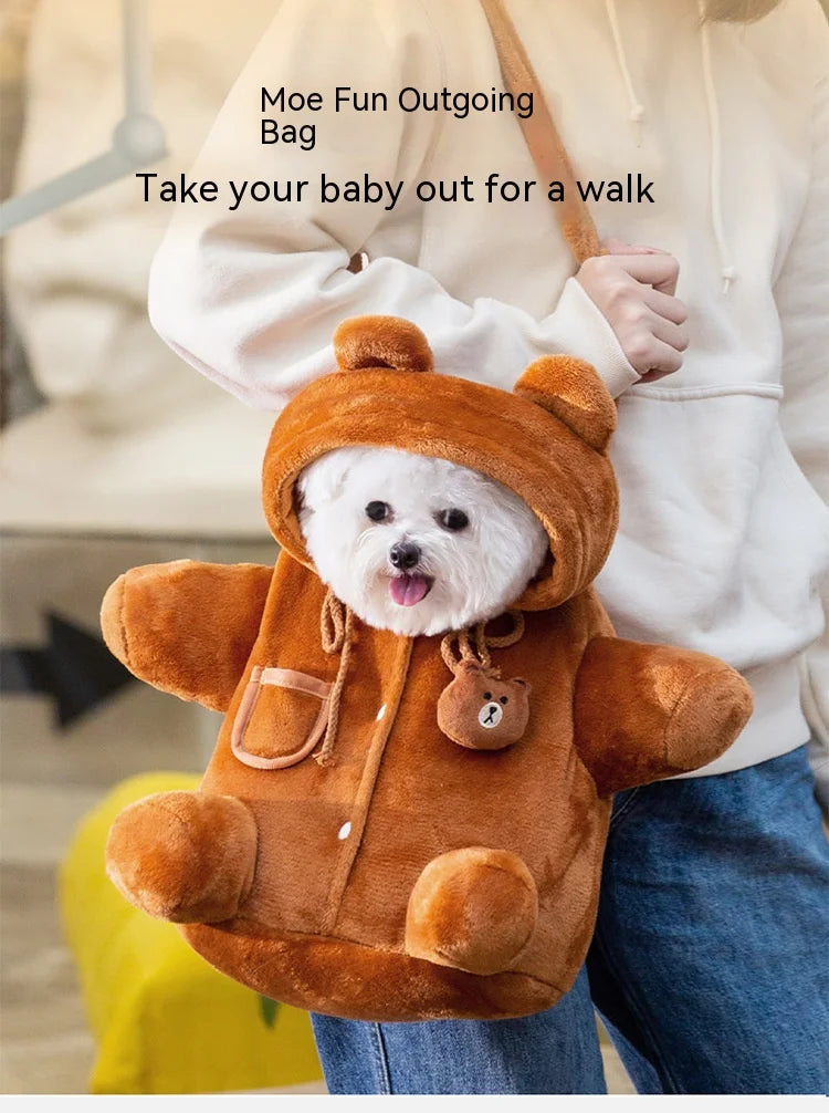 Shoulder Bag Dog Bag Autumn and Winter Portable Outing Bag Warm Windproof Bear Cute Cute Shoulder Bag Cat Bag Pet Crossbody Bag