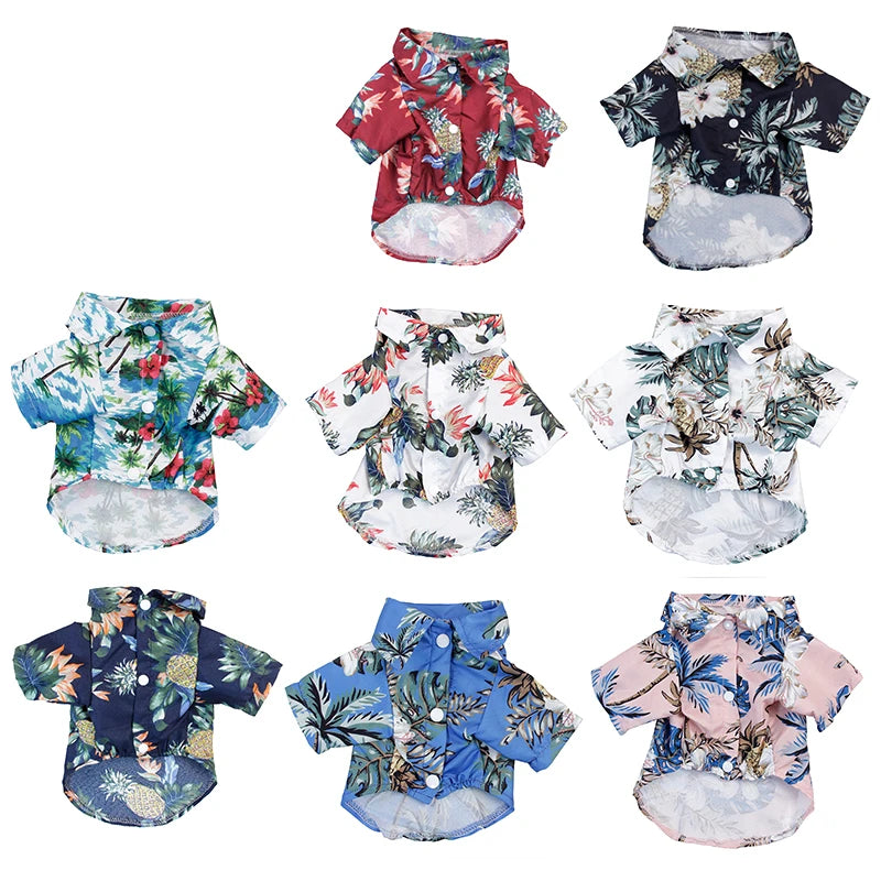 Hawaii Summer Dogs T Shirt For French Bulldog Chihuahua Clothes For Small Dogs Puppy Vest Yorkie Clothing Cats Pet Products