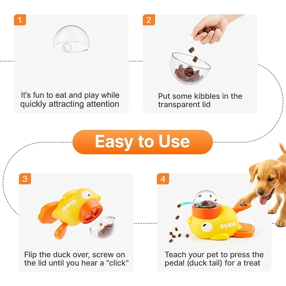 Little yellow duck pet feeding device, cat and dog interactive toy training device, automatic feeder A-DH