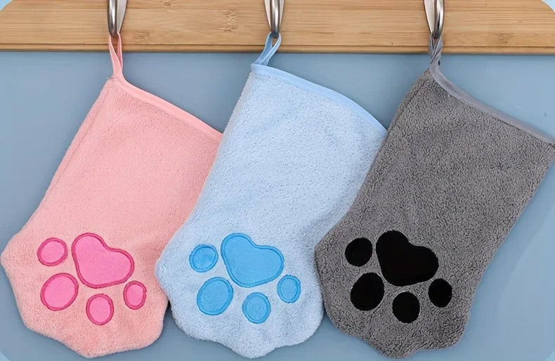 Quick drying Dog Bath Gloves Pet Grooming Gloves Multicolor Soft Absorbent Paw Print for Dogs Cats, Bathing Drying Essentials