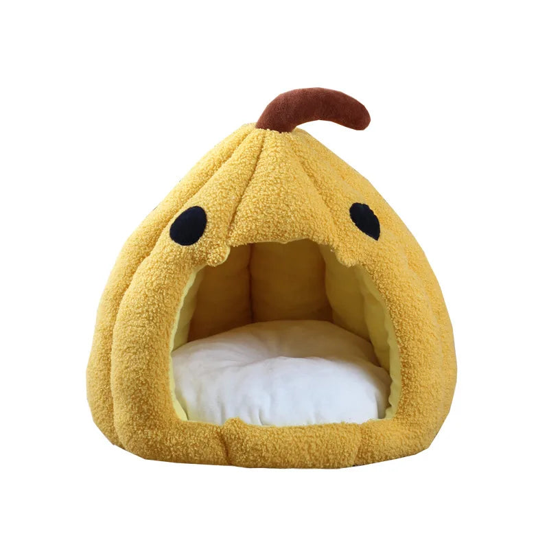 Christmas Pumpkin Pet Bed - Warm Cat & Dog House with Removable Cushion/for winter/warm/decoration/ dress up/snowflake、costumes