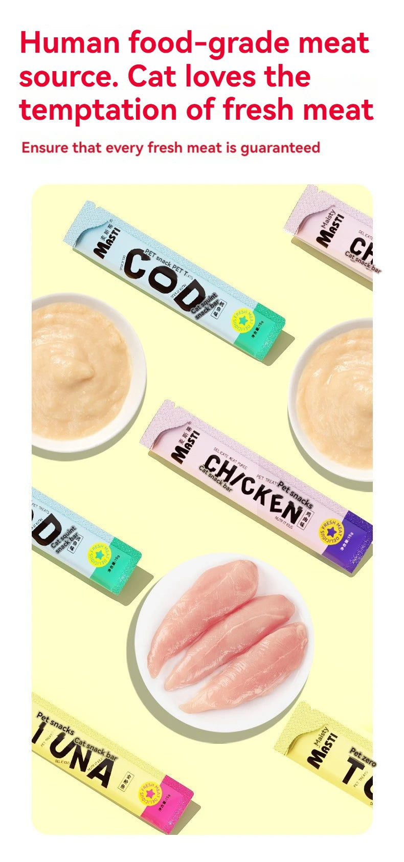 Cat food pet snacks 15g/piece liquid wet food tuna chicken canned hair cheek cat snacks