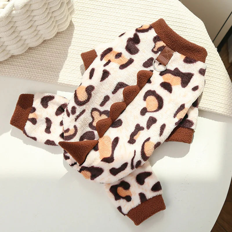 New Small Dinosaur Transforming Dog Clothes Autumn Winter Flannel Warm Teddy Cat Pet Clothes Dog Jumpsuits Rompers