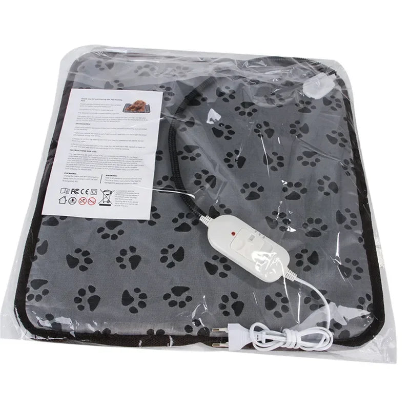 Pet Heating Pad with Adjustable Temperature – Waterproof Electric Heated Mat for Dogs & Cats | 3–9 Gear Timer Winter Bed