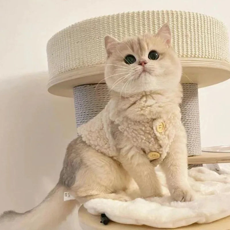 Cat Clothes Warm Lambhair Vest Soft Cozy Winter Warm Fleece Sweatshirt Puppy Kitten Jacket Coat Pet Sphynx Costume Sweater 고양이