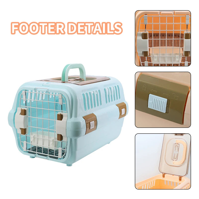 Outdoor Portable Cat Carrier Box Large Capacity Pet Aviation Box Cats Transport Cage Breathable Solid For Dog Cat