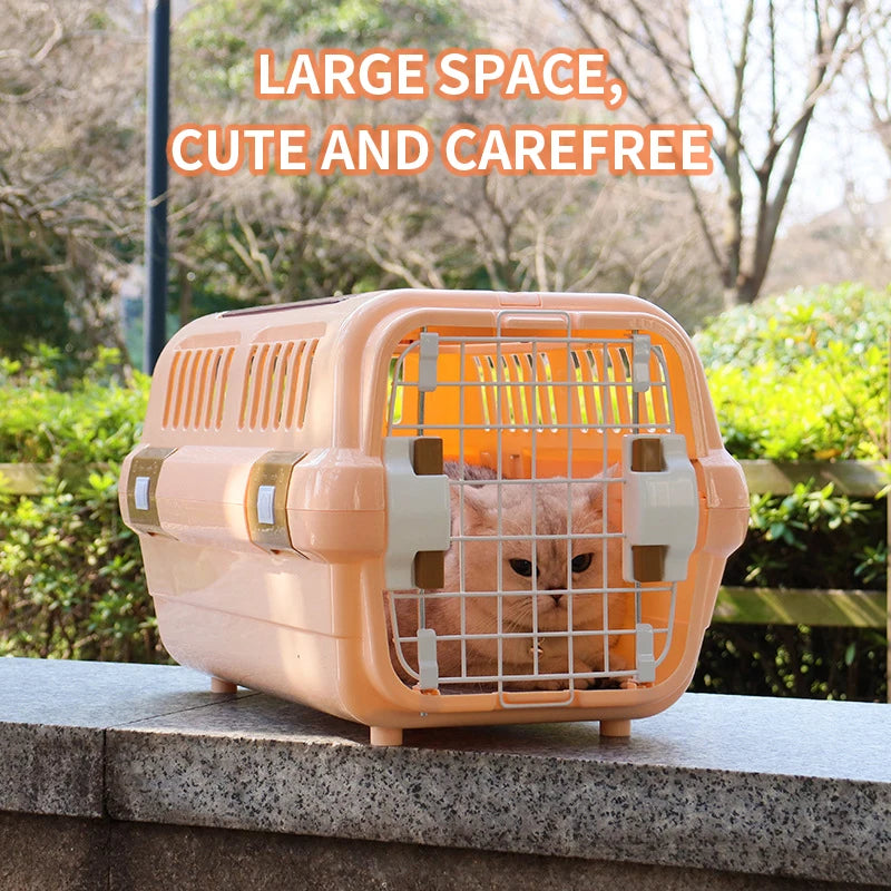 Outdoor Portable Cat Carrier Box Large Capacity Pet Aviation Box Cats Transport Cage Breathable Solid For Dog Cat