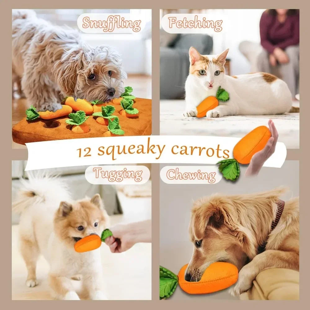 Carrot Snuffle Mat for Dogs Cats Puzzle Toy with Carrots for Small Medium Large Interactive Pet Stress Relief Dogs Chew Toys