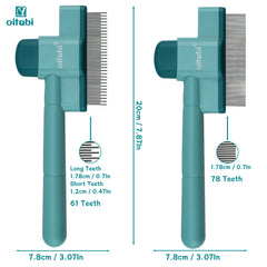 Oitabi 1/2PCS Flea Comb for Dogs and Cats with Release Button Fine Tooth Dog Comb for Pet Hair Removal, Cleaning Remove Fleas Eg