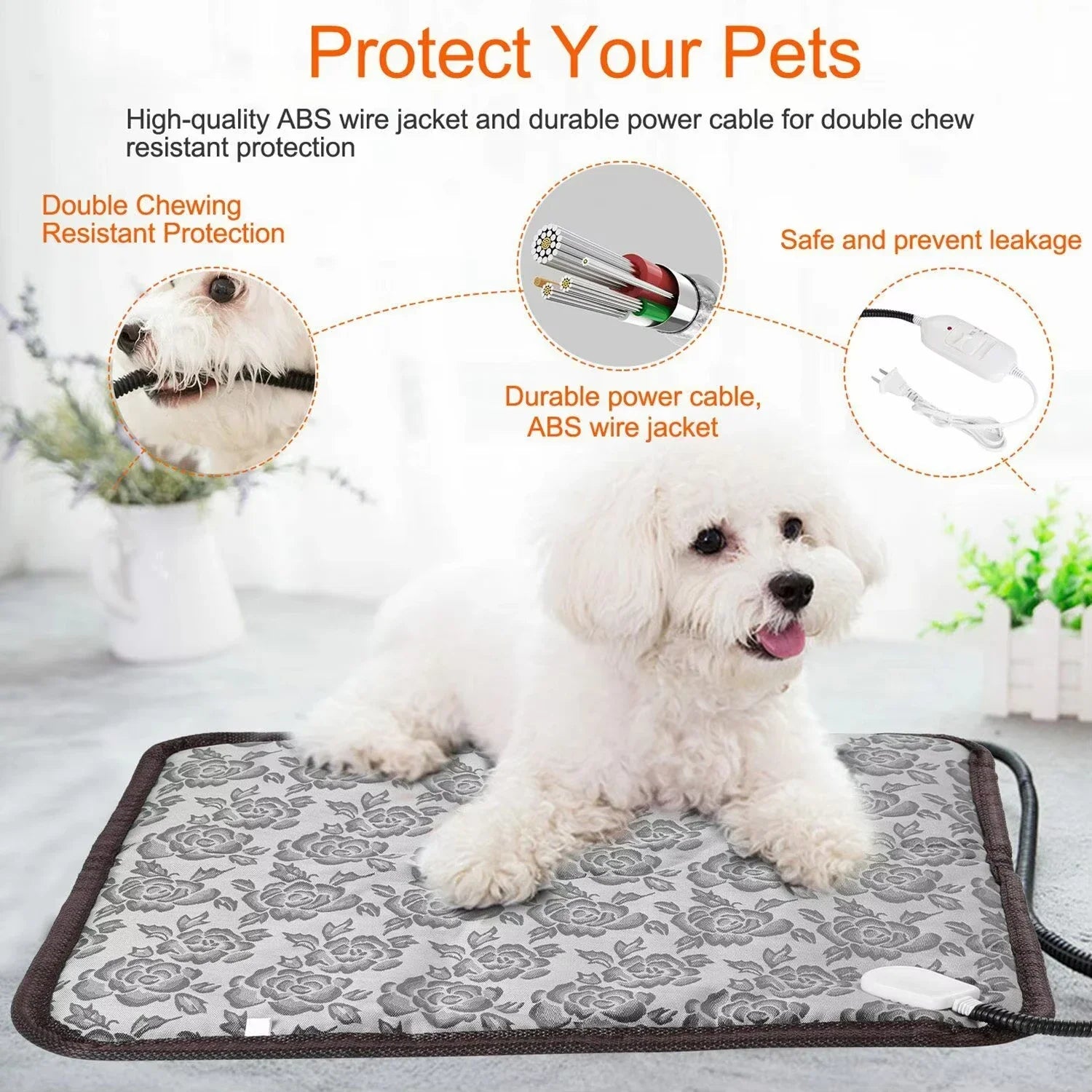 Pet Heated Mat Dog Temperature Adjustable Dog Heating Pad Waterproof Electric Heating Pad Timer Dog Sleeping Supply waterproof