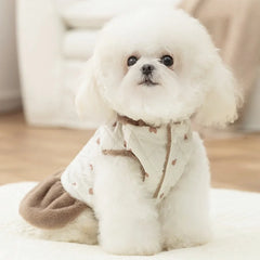 Heart Print Dog Down Jacket Winter Warm Dog Cotton Dress Luxury Puppy Coat Cute Soft Cat Jacket Coat Pet Dress Chihuahua Outfits